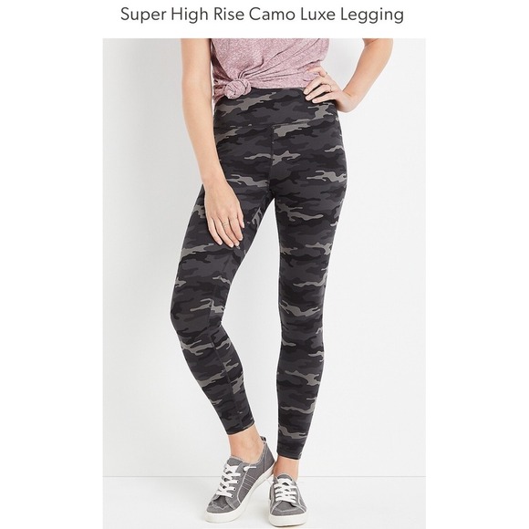 Maurices Gray Length 26" High Rise Camouflage Women's Luxe Leggings size L - Picture 1 of 9